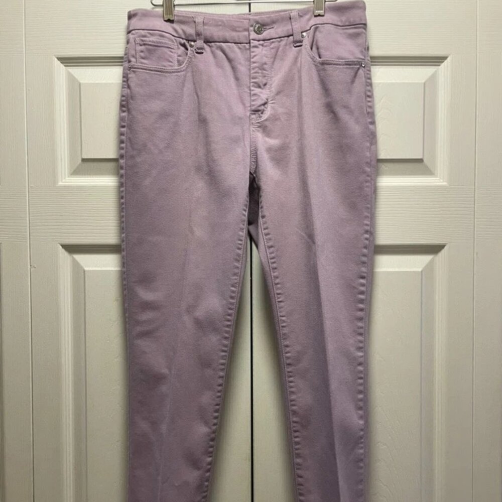Chico’s So Slimming Girlfriend Ankle Jeans Purple Lavender US 6R / 0.5R Stretch